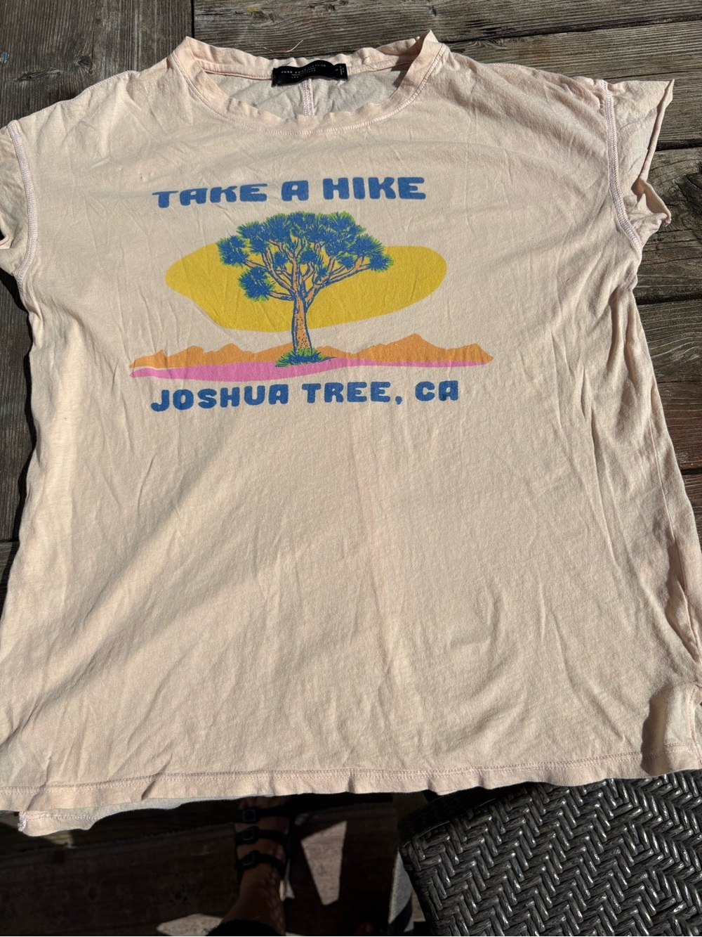 Junk Food Clothing Blush Pink Tee with Green Joshua Tree Graphic